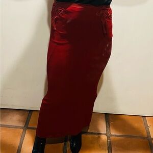 Elegant Deep Red Pencil Skirt for Women